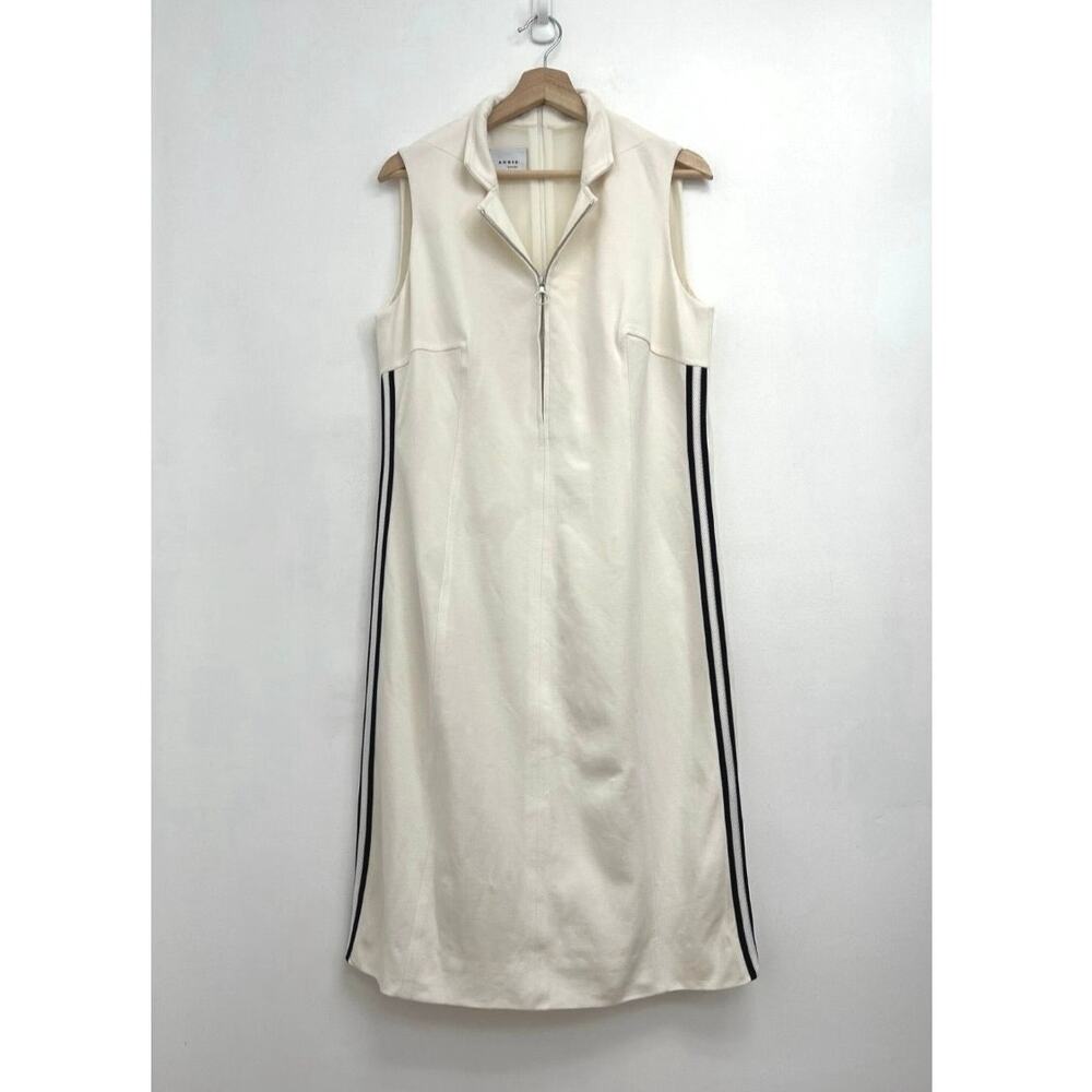 Akris Punto Quarter Zip Sporty Stretch Knit Collared Sleeveless Shift Dress US12